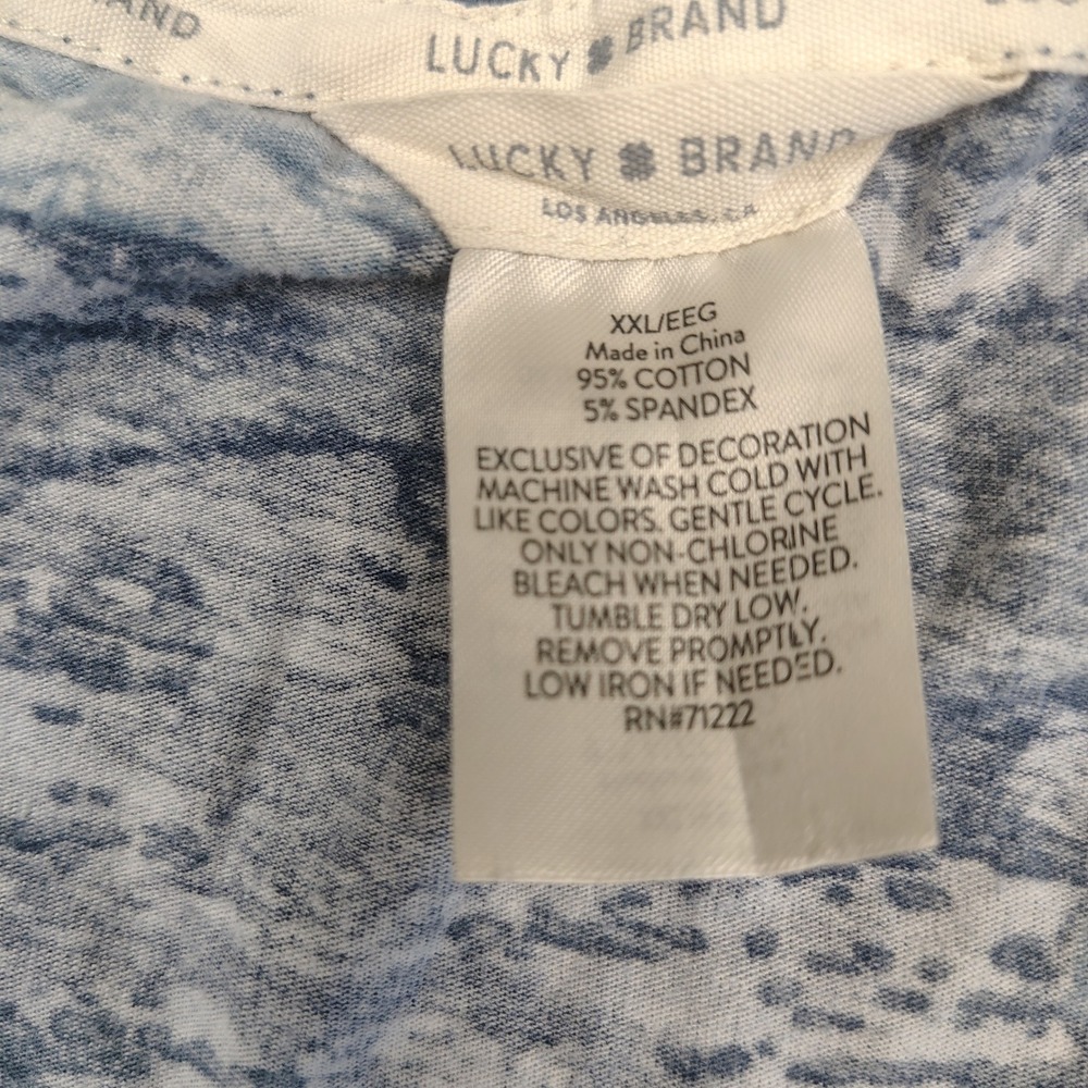 Lucky Brand Tank Top Womens XXL Blue Graphic Camo Sleeveless Cotton Spandex - Picture 3 of 6